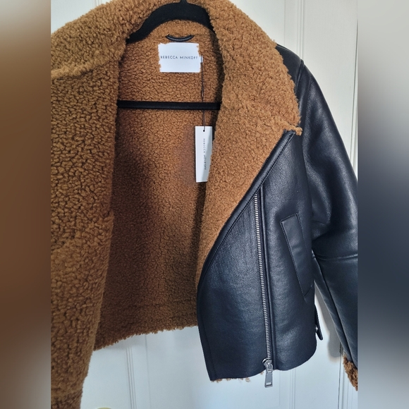 REBECCA MINKOFF Faux Shearling Moto Jacket. Sz S. MSRP $298 NWT - Picture 9 of 15